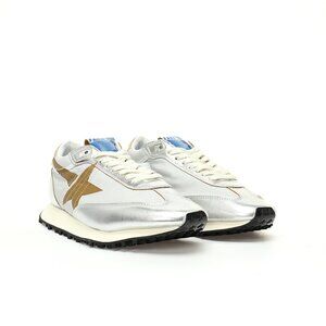 Silver & Gold & Blue Marathon Sneakers By Golden Goose